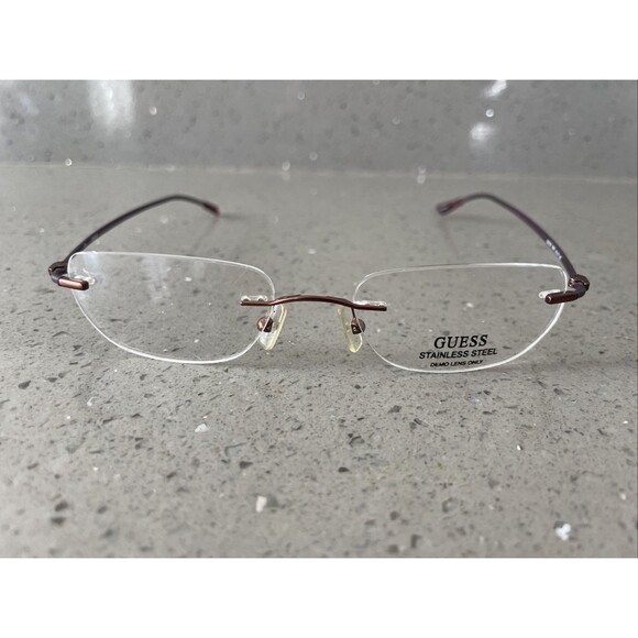 GUESS GU1274 BRN 48-17-140 Stainless Steel Rimless Eyeglasses Frames ONLY Brown main image 13